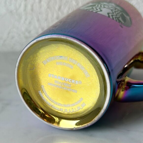 Starbucks 2022 Tall Holographic Iridescent Mug Green Mermaid Logo Coffee Cup - Picture 5 of 6